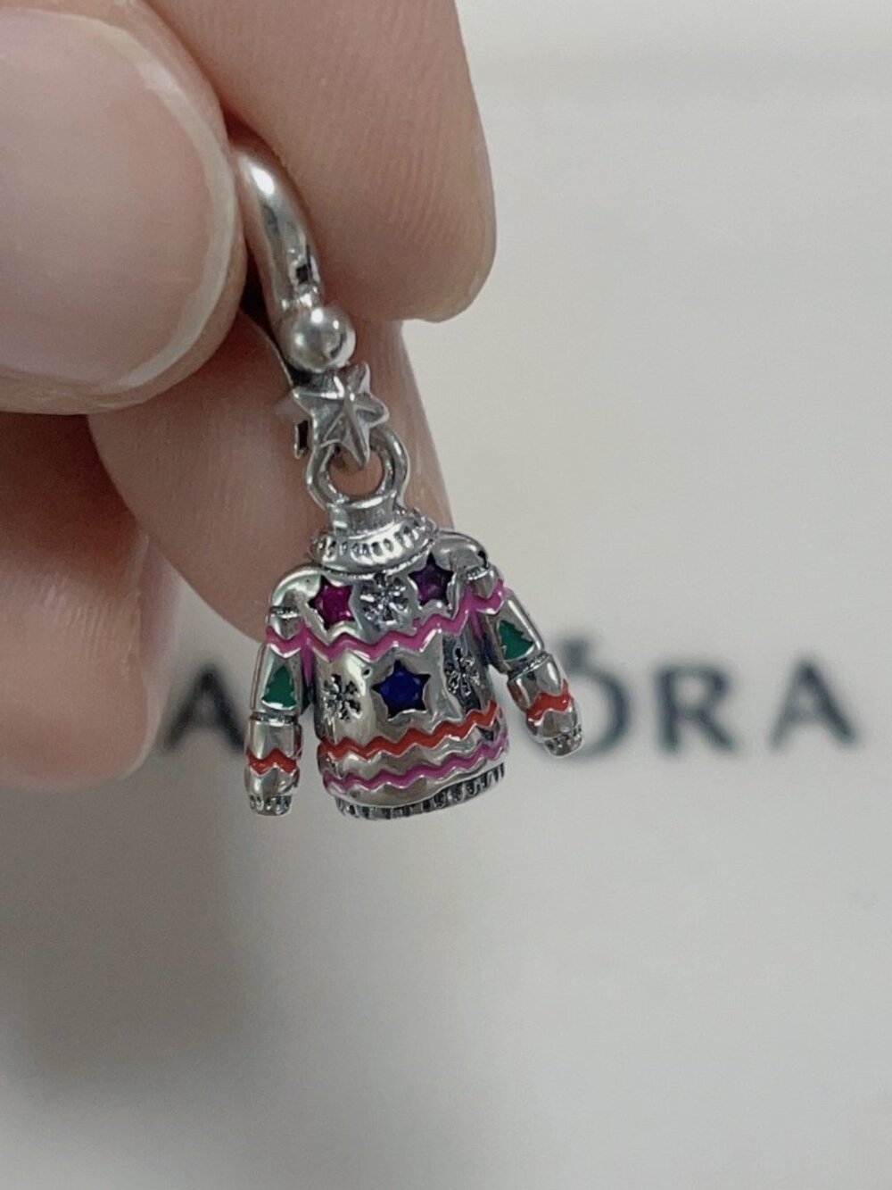 Pandora Sterling Sliver Christmas Sweater Dangle Charm